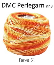 DMC Perlegarn nr. 8 farve 51 gul orange multi 